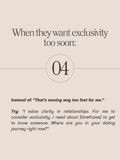 **Here are the exact phrases to use when setting boundaries with someone who's moving too fast.** Instead of saying "You're texting too much," try "I've noticed we have different texting styles. What are your expectations around messaging?" This approach opens a conversation rather than creating a conflict.