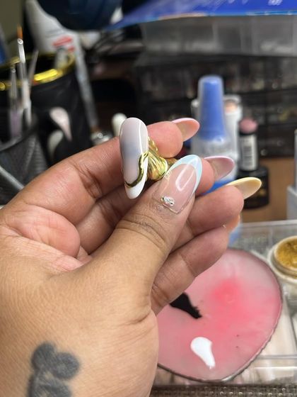 Behind the scenes of creating a delicate, gold-accented French manicure for Ahsaas Channa. It's all in the details!
