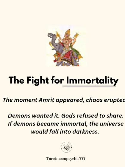 The moment Amrit appeared, chaos erupted. The demons wanted it for themselves, but the gods refused to share, knowing the universe would fall into darkness if demons became immortal.