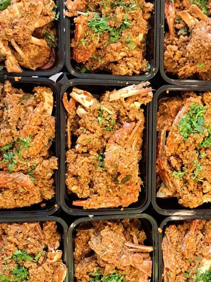 A true taste of the coast, my Mangalorean Crab Sukka is prepared with fresh crab, aromatic Indian spices, and freshly grated coconut. Each container is packed with flavor and ready to be delivered to your home.
