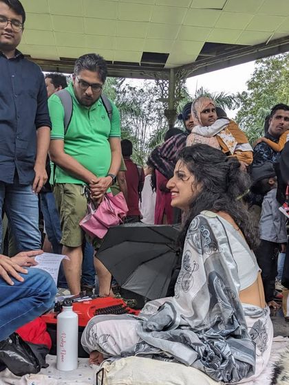 Another shot from our impromptu session at the Band Stand. The crowd gathered, and the intimacy of the space made the experience even more special. Poetry always finds a way.