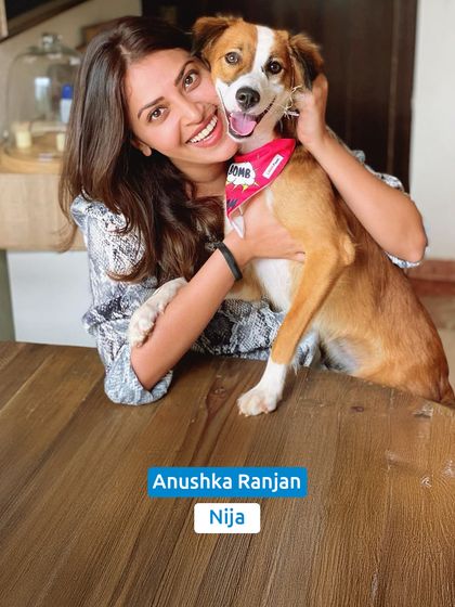 Anushka Ranjan giving a happy hug to her adopted indie, Nija. This is the kind of joy adoption brings.