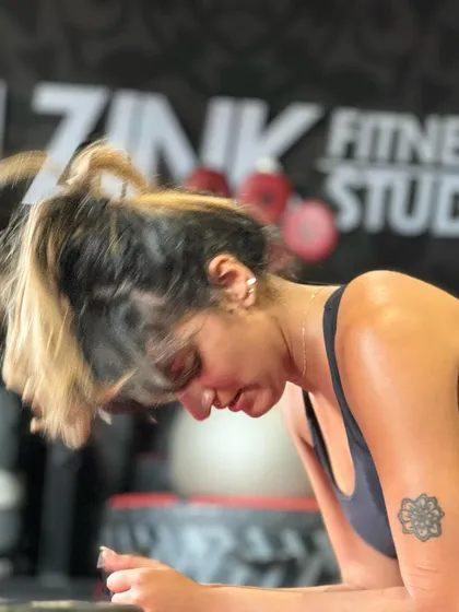 A beautiful sweaty click that captures the hard work and dedication in a workout. This is the moment of push and determination.