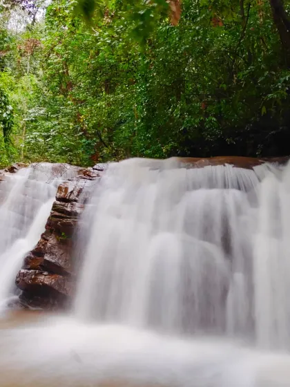 A closer look at the cascading water, capturing the motion and power of the falls.