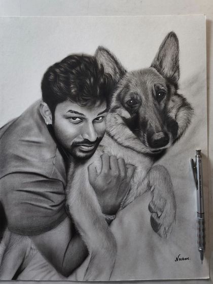 A duplicate of image 107, a portrait of a man and his dog.