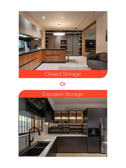 Storage can be a design feature. We can design sleek Closed Storage for a minimalist, clutter-free look, or create beautifully organized Exposed Storage with glass doors and internal lighting to display your favorite items.