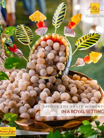 A repeat of the beautiful lychee presentation, emphasizing how we help you savour sweet moments in a royal setting.