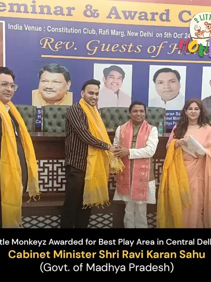 We are honored to be awarded for the Best Play Area in Central Delhi by Cabinet Minister Shri Ravi Karan Sahu. This award reinforces our commitment to providing a secure and fun environment for all children.