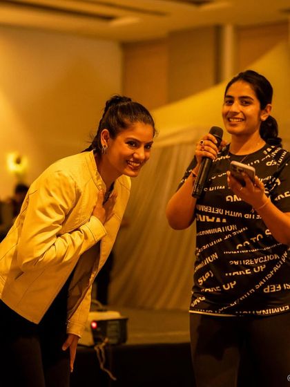 Receiving a warm welcome from the host at the Decathlon event. I enjoy participating in corporate functions that celebrate teamwork and energy.