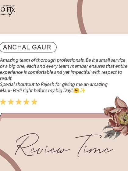 "Amazing team of thorough professionals." A fantastic review from a client who got a mani-pedi right before her big day.