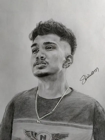 A realistic portrait drawing, signed and ready for the client.