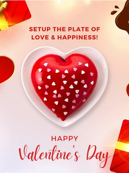 Share a plate of love and happiness with this heart-shaped Valentine's Day cake. Its glossy red finish and tiny heart sprinkles make it a perfect sweet treat for you and your special someone.