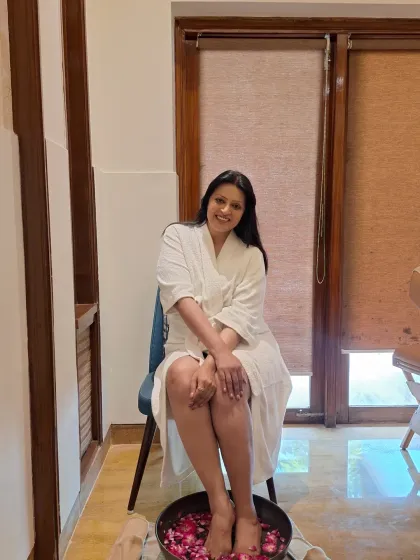 A relaxing foot soak with rose petals at Tattva Spa. It's the small, thoughtful details that make a luxury spa experience truly special.