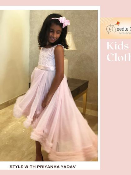 Another look at the high-low party dress, showing how it moves. We can customize designs based on your child's favorite colors and styles.