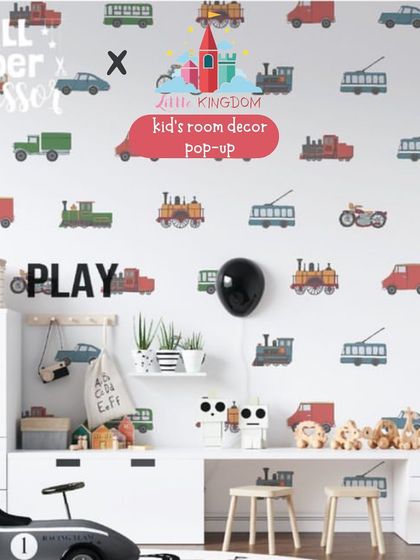 Another fun design from Wall Paper Scissor, this one featuring colorful vehicles. It's a playful and stimulating design perfect for a child's playroom or bedroom.