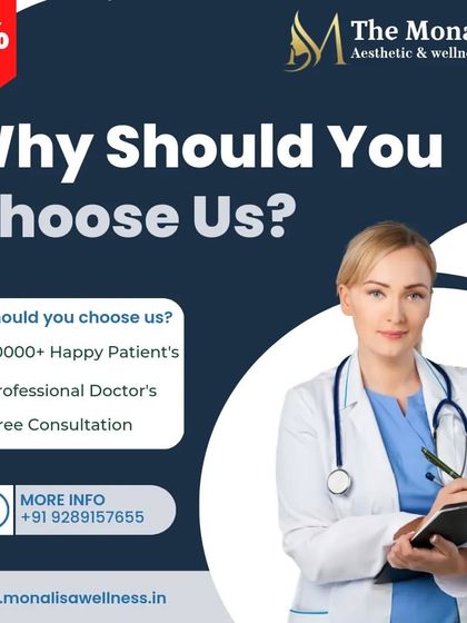 This graphic explains why you should choose us: with over 10,000 happy patients, a team of professional doctors, and free consultations, we are dedicated to your satisfaction and well-being.