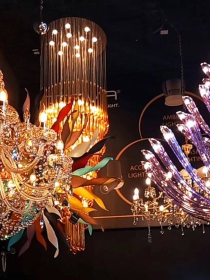 A collection of artistic and colorful chandeliers, showcasing the creative possibilities in lighting design.