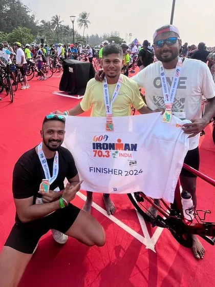 Our Ironman 70.3 Goa finishers! This grueling race involves swimming, cycling, and running, and our athletes conquered it with pure grit.