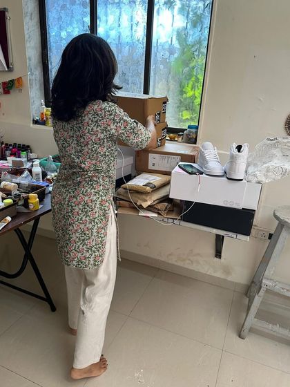 Packing up orders to be shipped out. It's the best feeling to send a finished piece to its new home.