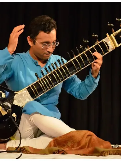 Interacting with the audience during a performance at the India International Centre. I often explain the nuances of the raag to make the music more accessible.