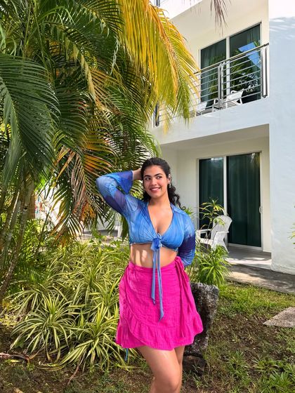 A happy, smiling version of the same look. This shows my playful personality and love for colorful, mismatched outfits.