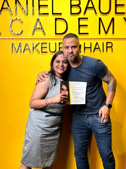 This was a proud moment, receiving my certification directly from my mentor, Daniel Bauer. Graduating from the Daniel Bauer Academy represents a core part of my professional journey and the high standards I bring to every client.
