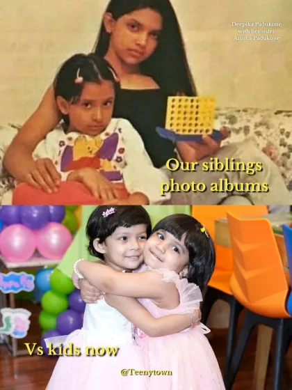 Our awkward sibling photos vs. the adorable, loving hugs of kids today. A sweet and funny comparison.