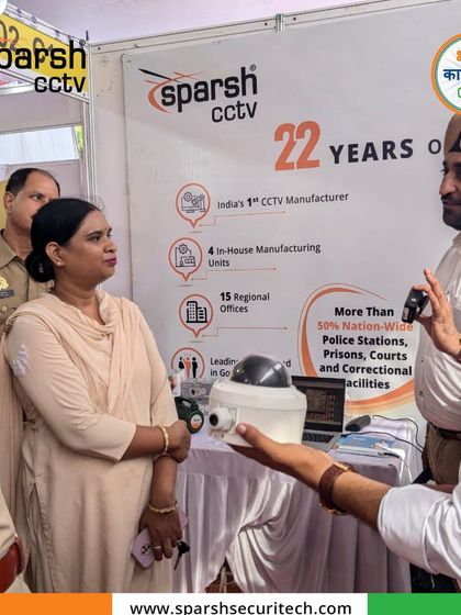 Our team showcasing our dome camera technology to officers at the UP Police Telecom HQ's Rising Day event in Lucknow. We are committed to meeting the evolving needs of our police departments.
