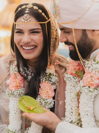 The purest joy. For Manasi’s wedding, we went with a clean, glowing look and a pop of lip color that tied in beautifully with her stunning lehenga. Her happiness with the long-lasting makeup and her dream open hairstyle was my biggest reward.