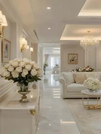 Another view of a luxurious, all-white living space. Contact us to get a quote for your home.