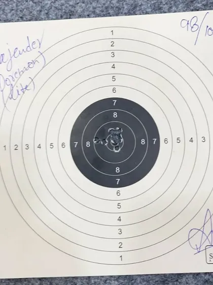 A solid 98/100 score from our student Gajender. Every point counts in competitive shooting, and scores like this are a great foundation to build upon.