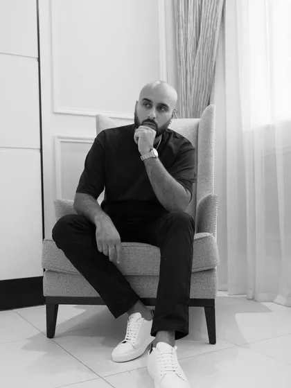 Thinking about the next set. A quiet moment of reflection in black and white.