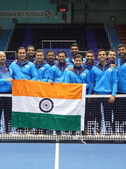 The full Indian contingent in Zagreb. Posing with the flag before a crucial Davis Cup tie, we are all in, ready to give our best for the country.