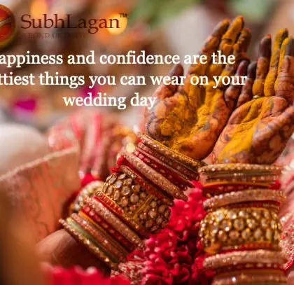 A bride's hands, covered in turmeric during the Haldi ceremony. Happiness and confidence are the most beautiful things a bride can wear on her wedding day.