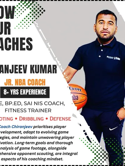 Know Your Coaches: Meet Chiranjeev Kumar. A Jr. NBA and SAI NIS certified coach with over 8 years of experience, he focuses on player development through strategic analysis and motivation.