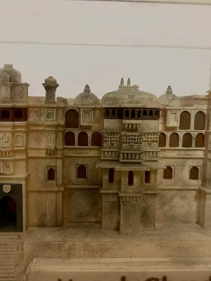 A close-up of the handcrafted 3D model of Manek Chowk. The level of detail in these personalized gifts reflects my commitment to creating a truly bespoke and luxurious guest experience.