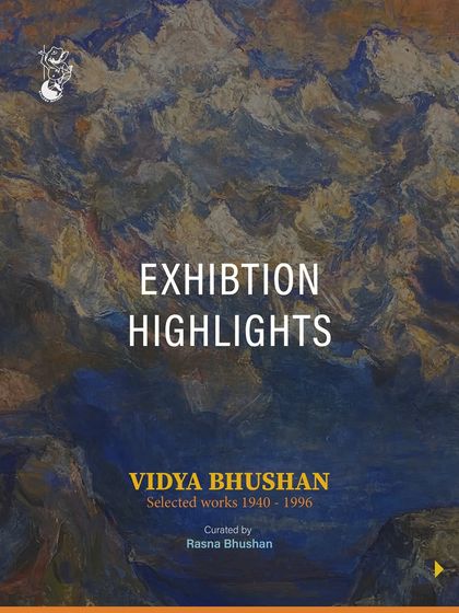 The title graphic for the 'Vidya Bhushan: Selected Works' exhibition highlights.