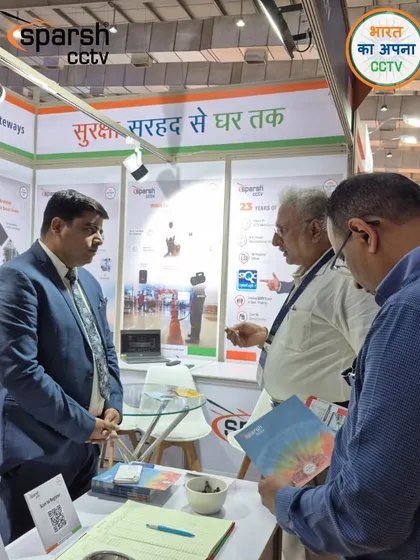 My booth at the Inter Passenger Terminal Show, with the 'Suraksha Sarhad Se Ghar Tak' tagline prominently displayed. This phrase encapsulates my entire mission.