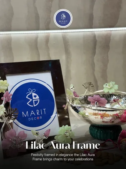 Festivity framed in elegance. My Lilac Aura Frame, seen here next to the Petal Whisper Bowl, brings charm to your celebrations and makes for a wonderful, lasting gift.