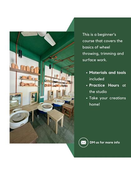 Announcing our March weekend Potter's Wheel course, with a view of our beautiful studio space.