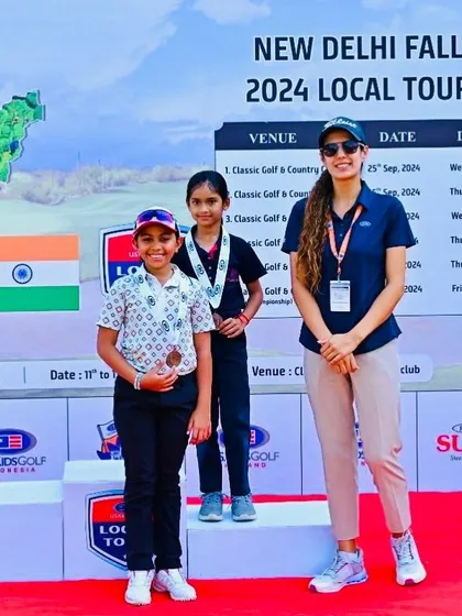 Aahana Shrivastava on the podium after securing 3rd place in Event-4 of the US Kids New Delhi Fall Local Tour.