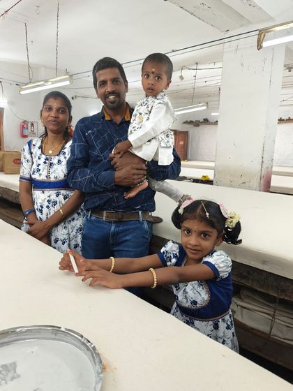 Ayudha Pooja at our studio is a special day where we honor the tools of our craft. Led by our artisans, we adorn every corner with flowers and pay respect to the traditions passed down from our founder.