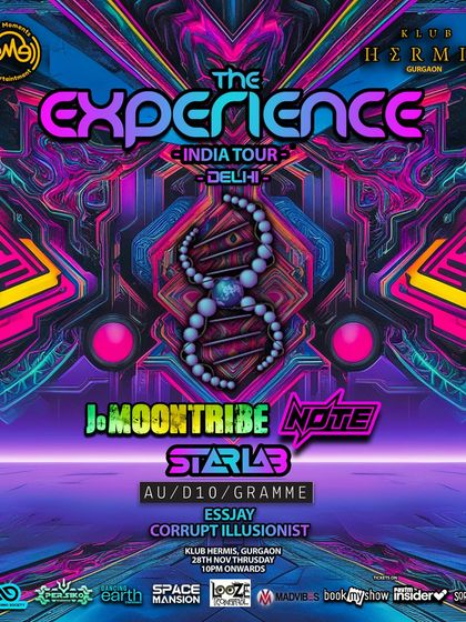 The flyer for 'The Experience' India tour promo party, where I played alongside artists from Thailand, showcasing our connection to the global festival circuit.