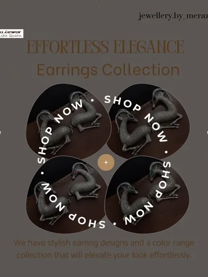 My 'Effortless Elegance' earrings collection features these unique goat-shaped studs. This graphic shows the design and highlights the color range available to elevate your look.