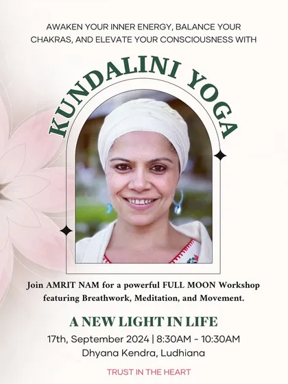 An announcement for a powerful Full Moon workshop in Ludhiana. The full moon amplifies our intentions, making it a potent time for deep meditation, release, and spiritual awakening.