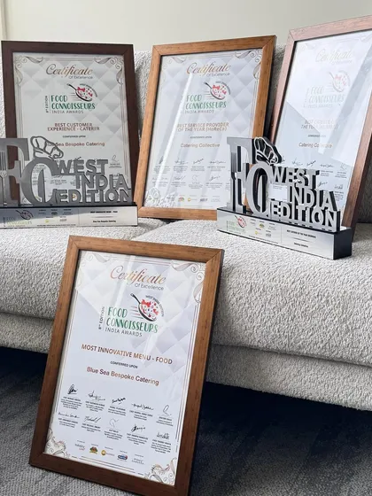 Another view of our awards from the Food Connoisseurs West India Edition. Each one represents our team's dedication to consistency, care, and culinary creativity.