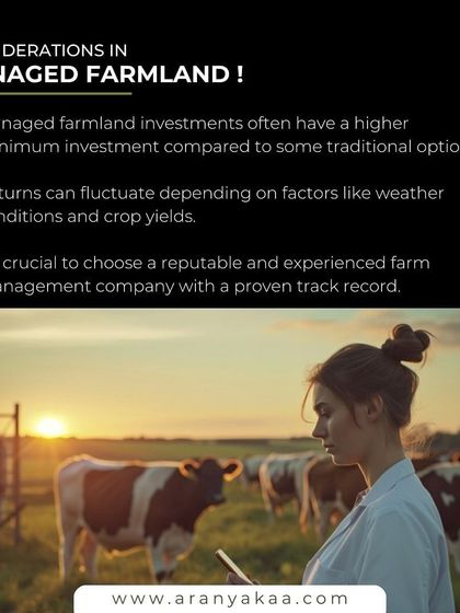 We believe in transparency about the considerations in managed farmland. While minimum investments can be higher and returns can fluctuate, choosing a reputable management company like ours is crucial for success.