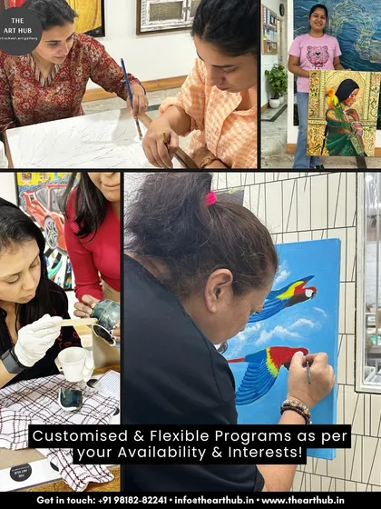 My programs are customized and flexible to fit your availability and interests. This collage shows the variety of projects and happy students in my adult classes.