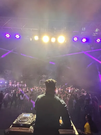 The stage setup at Tarang 2023 was epic. The lights, the smoke, and the massive crowd made for a perfect night.