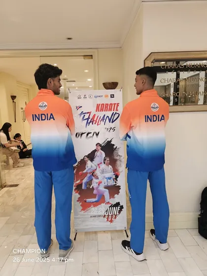 Our athletes, Rajat Kashyap and Harshit Pandey, representing Team India at the Thailand Open Karate Championship.